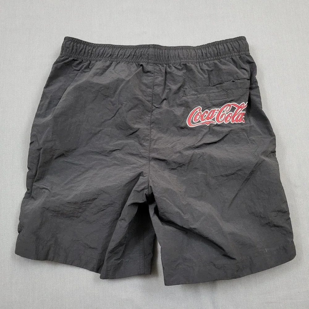 PacSun x Coca-Cola Mens Small Black Coke Ice Cold Smiley Nylon‎ Swim Shorts